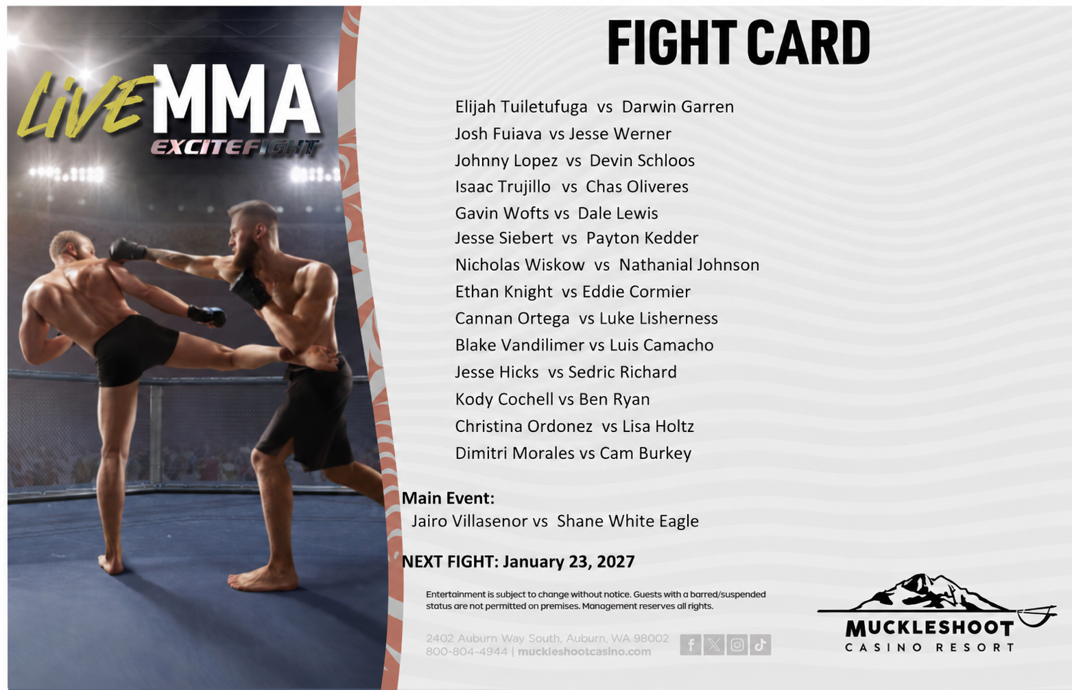 Live MMA Fight Card Poster