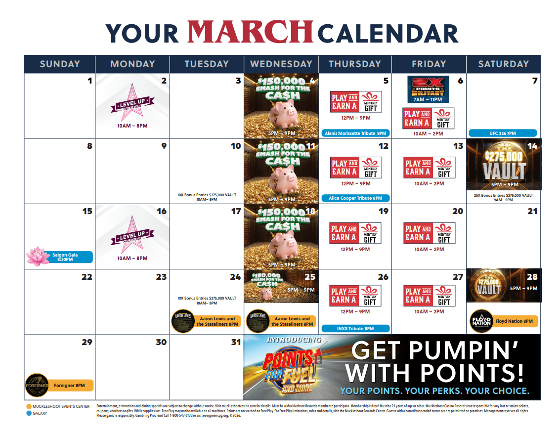 March Promotions Calendar