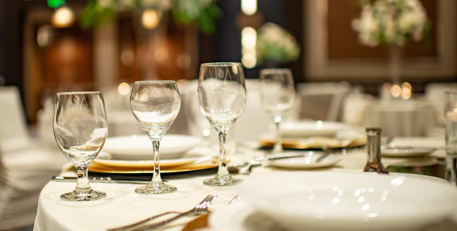 glass on banquet table